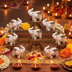 12 Pcs Indian Return Gift Bulk for Pooja, White Elephant Statue by Qinhenes