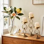 Brass Candle Holders for Pillar Candles Set of 3 - Image 7