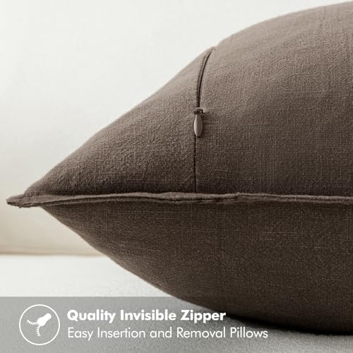 MIULEE Decorative Linen Pillow Covers 20x20 Inch Coffee - Image 6