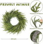 26 Inch Realistic Christmas Wreath, Soft Bendable Christmas Wreaths for Front Door,Winter Wreaths for Front Door, Outdoor Christmas Wreath for Wall Windows,Christmas Thanksgiving Decorations Indoor - Image 4