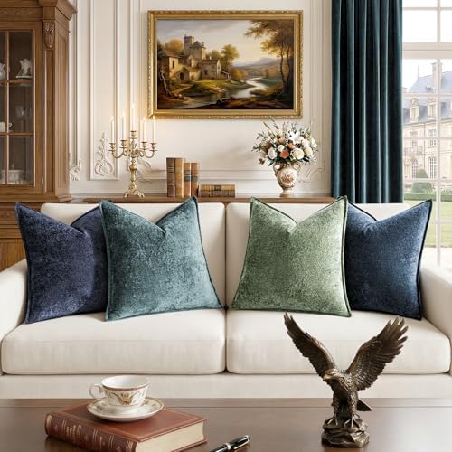 a moment Throw Pillow Covers 24X24 Inch 4 Packs,Soft Velvet Decorative Pillow Cases with 3D Ice Flower,Texture Modern Accent Cushion Covers for Sofa Couch Home Decor Peacock Noir - Image 5