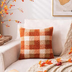 AQOTHES Plaid Fall Throw Pillow Covers Orange 26x26 Inch Set of 2 - Image 5