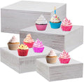 Roowest 4 Pack Wooden Display Risers, Rustic Cake Stands, Vintage White by Roowest