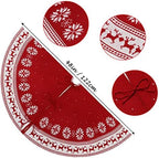 Dremisland Christmas Tree Skirt Rustic Knit Christmas Tree Mat 48In Red - Image 3