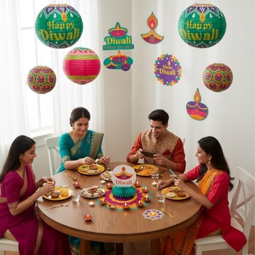 Fun Express 8" - 16" Diwali Festival of Lights Party Decorating Kit - 13 Pieces - Image 4