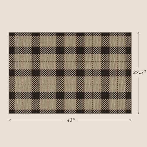 JTJ Easy Jute Front Porch Rug 27.5" x 43", Black & Beige Plaid - Image 2