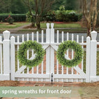 22inch Artificial Boxwood Wreath, 22" Spring Summer Wreath Faux Greenery Leaves Wreath for Front Door Wall Window Porch Farmhouse Patio Garden Indoor Outdoor Decor Wedding Party Decoration - Image 2