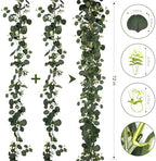 Eucalyptus Garland, 6Pcs 6FT Green Flower Garland Decor, Spring Summer Artificial Faux Eucalyptus Leaves Greenery Vines for Table Runner Wedding Arches Mantle Centerpieces Backdrop Decorations - Image 2