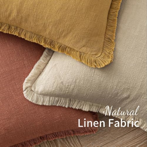 MIULEE Linen Fringe Decorative Fall Euro Pillow Covers Late Autumn 22x22 - Image 5