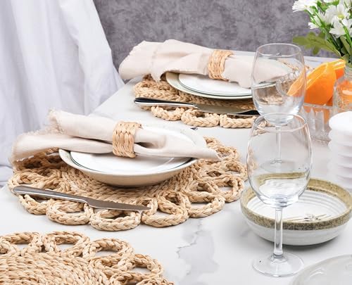 13.8" Set of 8 Corn Husk Woven Round Placemats by DaiVuCrafts - Image 3