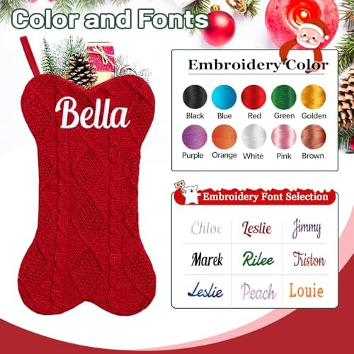 Personalized Dog Christmas Stockings,Custom Pet Stocking Embroidered Name - Image 3
