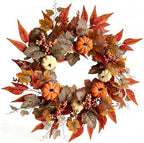 22-24 Inch Fall Wreaths for Front Door, Artificial Autumn Leaf Wreath Decor by Unknown