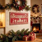 30" Vintage Metal Christmas Wall Sign - Gingerbread Co. Rustic Wall Mount Holiday Decor Distressed Wall Hanging Iron Painting Plaque Christmas Wall Art for Home Mantel Porch Bakery (Red#3) - Image 6