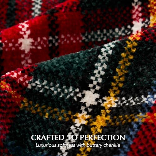 EverGrace Chenille Christmas Throw Blanket, 50"x60", Red Stewart Plaid - Image 3