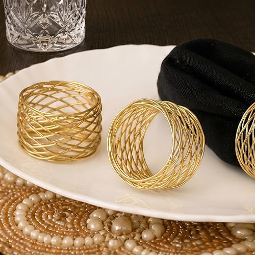 Durable Metal Iron Napkin Rings for Table Decor, Elegant Metal Table Setting Accessory, Rustic Napkin Holder for Modern Farmhouse & Everyday Dining Set of 50 (Gold) - ALPHA Living HOME - Image 5