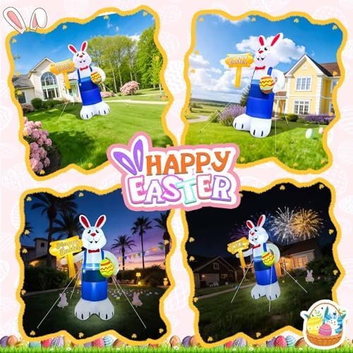 12FT Easter Bunny Inflatable with LED Lights, Outdoor Yard Decoration - Image 2