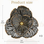 DILATATA 3 Pcs Metal Flower Wall Art Set 10 Inch Rustic Modern Floral Sculpture 3D Metal Flower Wall Hanging Accent for Indoor Living Room Bedroom Kitchen Bathroom Garden Patio Decor - Black - Image 2