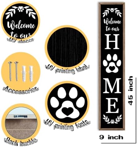 Welcome To Our Home Standing Sign 45"X9" Wood Black - Image 2