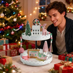 Pink Christmas Decorations 8 PCS Tiered Tray Decor Set for Home Office - Image 6