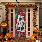 Pfrewn Christmas Decorations Door Cover Holly Ball Ornament Joy to The World Front Door Backdrop Banner Winter Holiday Garage Door Sign for Home Indoor Outdoor Party Supplies 36x98 in - Image 5