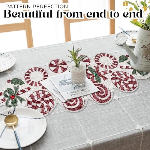 Alpha Living Home Beaded Christmas Table Runner 13x36 - Image 6