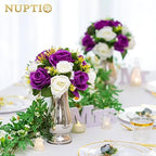 NUPTIO Flower Balls Centerpieces for Tables: Purple White Fake Roses - Image 4