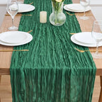 Asee'm Emerald Green Cheesecloth Table Runner Christmas Fall Rustic 10FT - Image 2