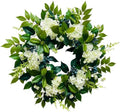 Svndlyn 22 Inch Lighted White Hydrangea Wreath with Timer, 2 Light Modes by Svndlyn