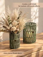 NUPTIO Rattan Hurricane Candle Holders: Set of 2 Boho Lanterns for Pillars - Image 5
