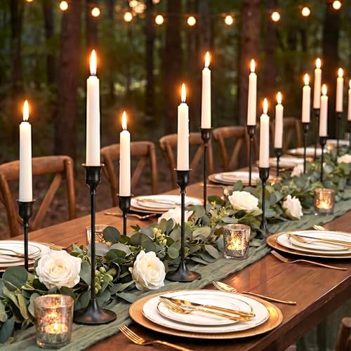Nuptio Black Candlestick Holders 30 Pcs Candle Sticks Holder Metal Tapered Candle Holder Taper Candle Holders for Wedding Christmas Party Celebration Mantel Dinner Home Decoration by Nuptio