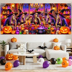 7x16FT Halloween Witch Garage Door Banner Skeleton Witch Happy Hallowen Garage Door Cover Decoration for Hallowen Decoration - Image 6
