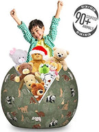 Ambesonne Forest Friends Storage Toy Bag Chair, Design with Monkey Panda Bear and Outline Leaves, Stuffed Animal Organizer Washable Bag, Large Size, Reseda Green Multicolor - Image 3