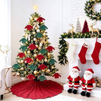 Thenshop 48 Inch Chunky Cable Knit Christmas Tree Skirt, Burgundy - Image 6