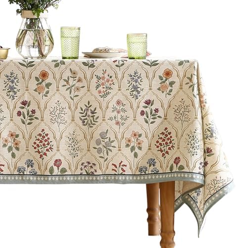 ISAENNE Designer Vintage Rectangular Printed Tablecloth,71"x55" by Isaennehomedecoration