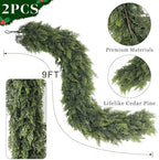 9FT 2Pcs Artificial Christmas Cedar Garlands for Home Fireplace Decoration - Image 5