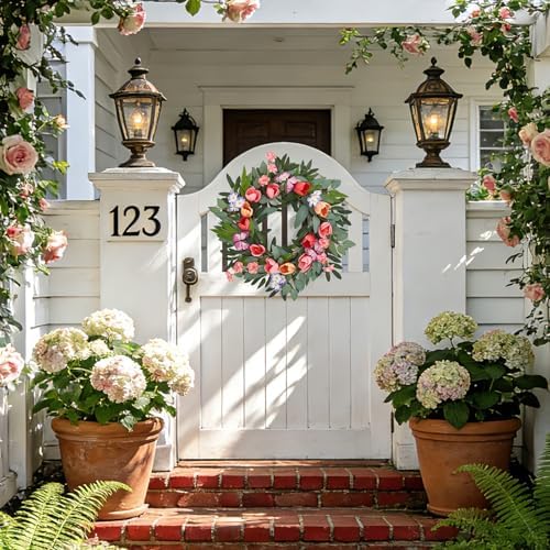 Garvee Spring Wreaths for Front Door, 20 Inch Tulip Wreath - Image 2