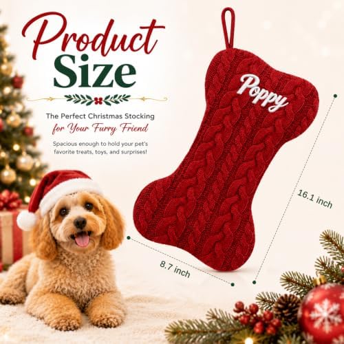 Personalized Dog Christmas Stockings, Custom Name Bone Shaped Pet Stocking - Image 6