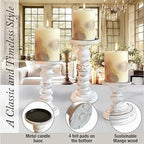 Large Candle Holders for Pillar Candles (3 Piece Set) Tall Rustic Wood Farmhouse Pillar Candlestick Stands - Fits 4 inch inch Wide Pillar Candles - Modern Candle Holder Decor (Antique White) - Image 6