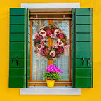 BOMAROLAN Artificial Peony Flower Wreath 19Inch Vintage Blooming Silk Peonies Spring Summer Fall Winter Large Wreaths Flower Green Leaves for Outdoor Front Door Indoor Wedding Wall Or Window Décor - Image 5