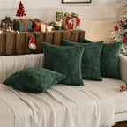 MIULEE Decorative Chenille Pillow Covers Christmas Green 18x18 Pack of 4 - Image 2