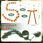 Daifunli 6FT Christmas Cedar Garland with Dried Orange Slices, Bells, Bows - Image 2