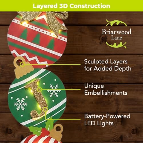 Briarwood Lane LED Sculpted Porch Leaner 46x9.5 Joy Christmas Ornaments - Image 3