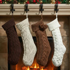 Shyyween 4 Pack Cable Knit Christmas Stockings 18 Inch Farmhouse Large Rustic Neutral Knitted Stockings Ornaments Hanging Xmas Decorations for Family Holiday Party Decor(Stylish Style) by Unknown
