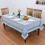 Home Spun & Crafts 110x110 Inches Square Hand Block Print Tablecloth, 100% Cotton, Blue White Floral Table Cloths Washable, Traditional Indian for Dining Outdoor Thanksgiving Halloween Christmas - Image 4