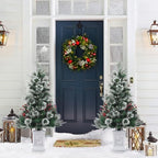 3ft Prelit Snow Flocked Christmas Tree with Light Up White Moose Box Base - Image 2