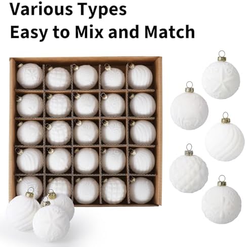 Garvee 25 Pcs Christmas Ball Ornaments, 2.36 in Beige Velvet Flocked Xmas Holiday Ball Set, Shatterproof & Lightweight Plastic Christmas Decorations for Trees Parties - Image 3