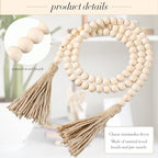 Geetery 10 Pcs 58'' Bead Garland with Tassels, Rustic Country Decor, Boho Wall Hanging for Farmhouse Style, Versatile Prayer Beads for Home, Table, or Wall Decoration (Wood) - Image 3