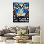 HomeifHue 250th American Anniversary Canvas Wall Art 4th of July USA Decorations American Flag Painting Picture Eagle Pictures Wall Decor Independence Day Home Decor(F1 16x20in) - Image 2
