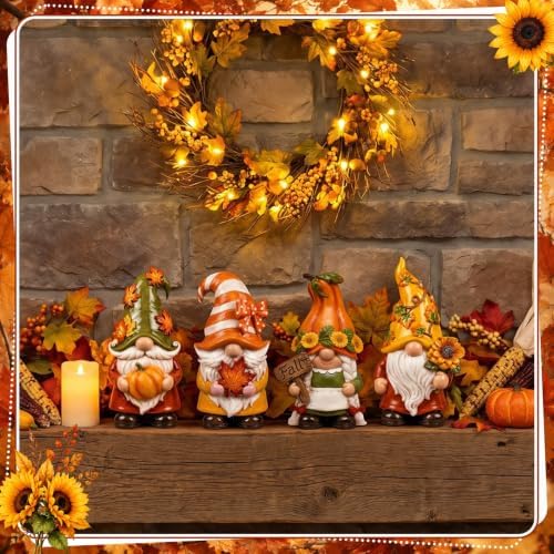 Simgoing 4 Pcs Fall Gnomes Decoration for Home Thanksgiving Gnome Figurines - Image 4