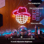 Zhengmy Cowgirl Neon Sign, USB Powered Cowboy Hat Disco Ball Wall Decor - Image 4